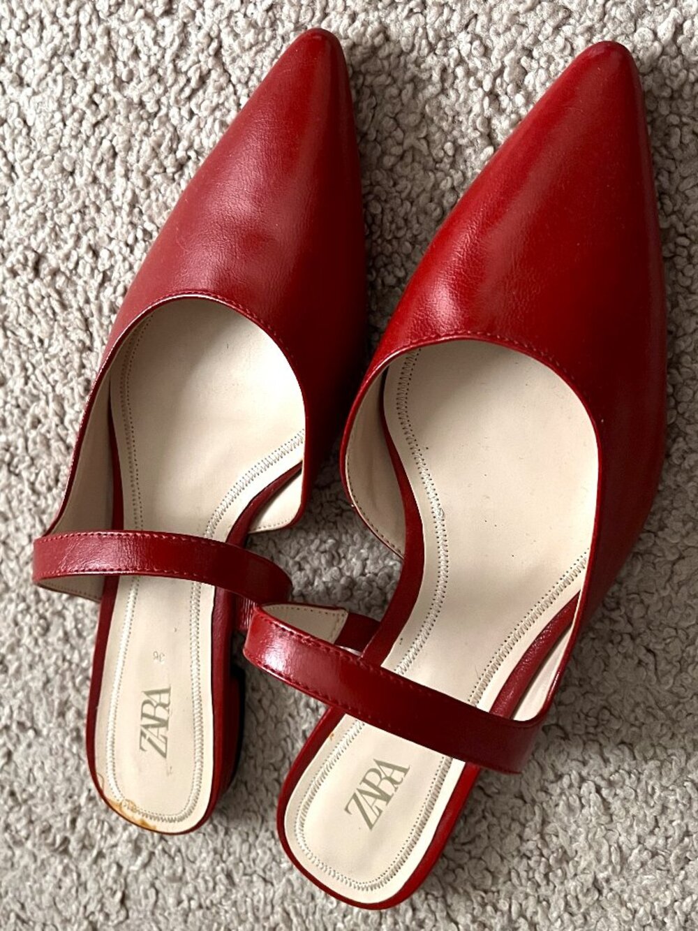 Zara Red Slides Sandals Mules